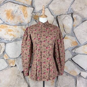 Ralph Lauren Country c. 1990 Pin-Tucked Cotton Blouse Devonwood Floral | 6